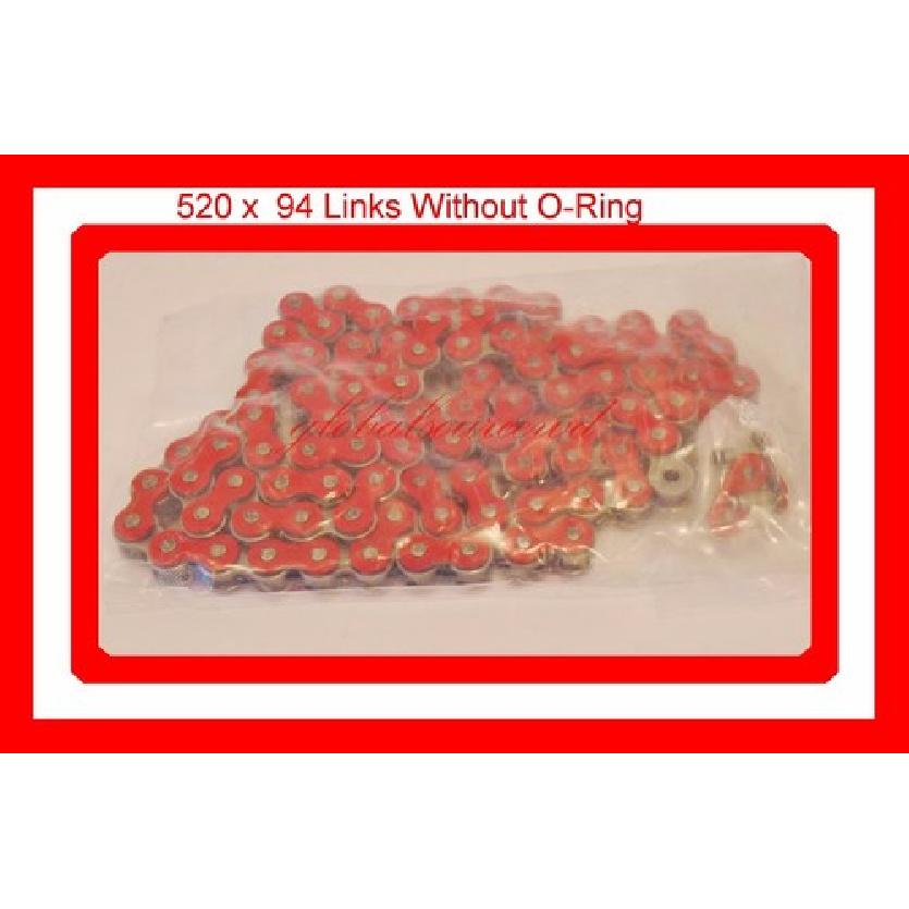 Non O-Ring Drive Chain Red Color 520 x 94 ATV Motorcycle 520 Pitch 94 Links
Non O-Ring Drive Chain Red Color 520 x 94 ATV Motorcycle 520 Pitch 94 Links