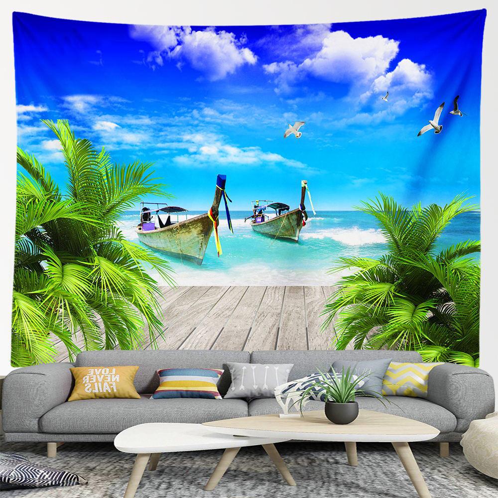 Океанский пейзаж, эстетика комнаты, спальни, дома, гостиной, фон, украшение стены, гобелен 100x75cm