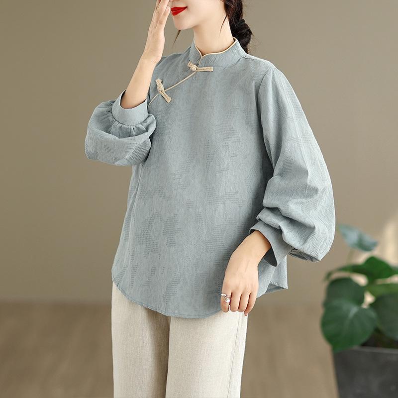 2026 Spring/Autumn Women s Retro Ethnic Zen Tea Ceremony Shirt with Jacquard and Frog Buttons L синий
2026 Spring/Autumn Women s Retro Ethnic Zen Tea Ceremony Shirt with Jacquard and Frog Buttons L синий
