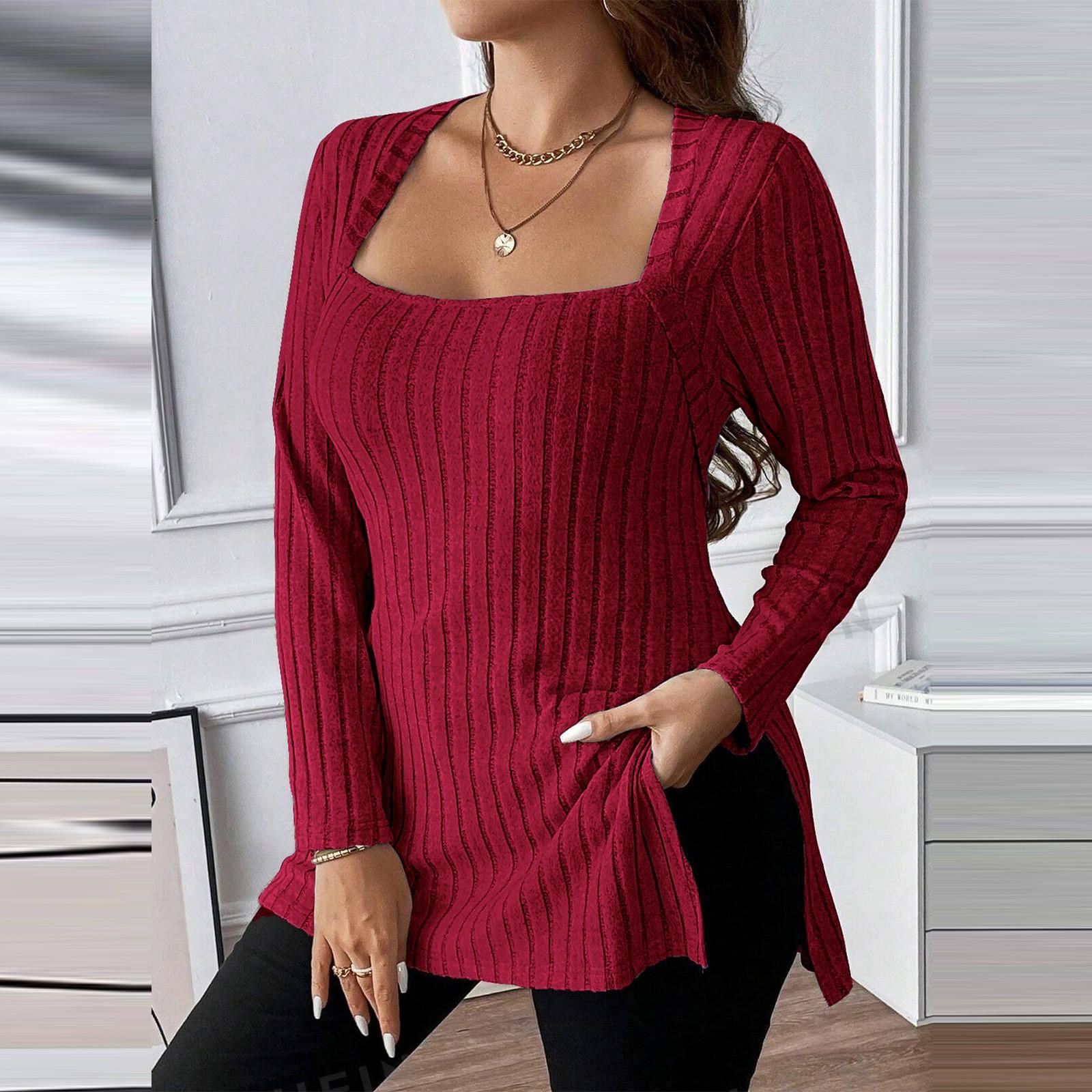 Женская повседневная мода квадратный вырез длинный рукав разрез топ XL красный
Женская повседневная мода квадратный вырез длинный рукав разрез топ XL красный