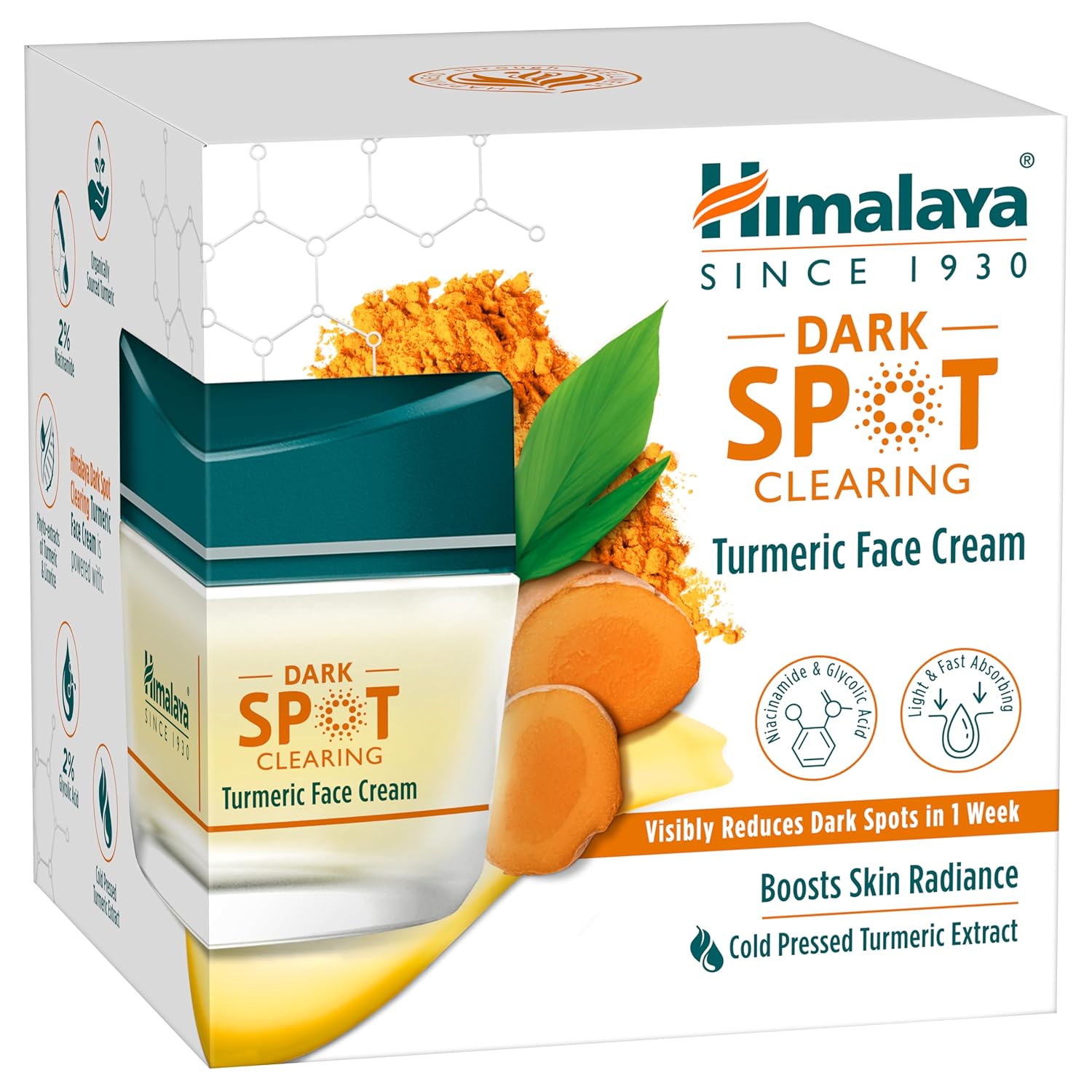 Himalaya Dark Spot Clearing Turmeric Face Cream With Niacinamide & Glycolic Acid For Radiant Skin Tone And Spot Reduction 50g
Himalaya Dark Spot Clearing Turmeric Face Cream With Niacinamide & Glycolic Acid For Radiant Skin Tone And Spot Reduction 50g