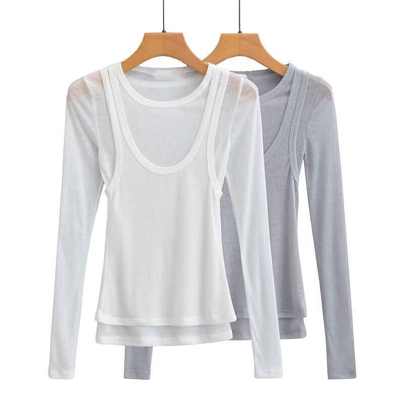 Spring 2025 Women s Layered Long-Sleeve Slim Fit Semi-Transparent Two-Piece Look Round Neck T-Shirt Medium белый
Spring 2025 Women s Layered Long-Sleeve Slim Fit Semi-Transparent Two-Piece Look Round Neck T-Shirt Medium белый