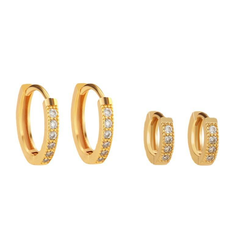 Gold-Plated Zircon Inlaid Earrings: Elegant Multi-Color European & American Style Hoops for Women
Gold-Plated Zircon Inlaid Earrings: Elegant Multi-Color European & American Style Hoops for Women