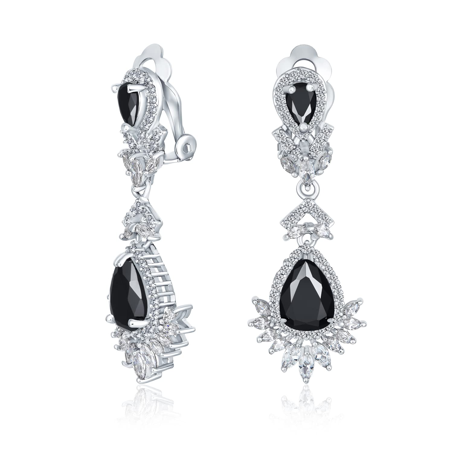 Bridal Simulated Black Onyx Cubic Zirconia AAA CZ Statement Dangle Formal Vintage Art Deco Style Chandelier Earrings Wedding Prom Pageant Silver
Bridal Simulated Black Onyx Cubic Zirconia AAA CZ Statement Dangle Formal Vintage Art Deco Style Chandelier Earrings Wedding Prom Pageant Silver