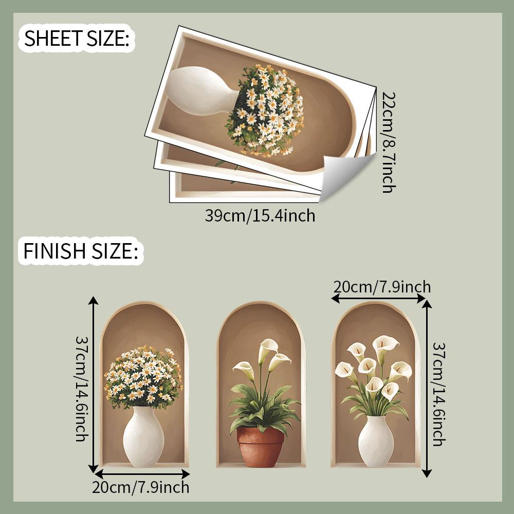 1 шт. 3D Креативная Симуляция Арка Ваза Наклейка на Стену Сделай Сам Корона Стеклянные Наклейки для Гостиной Спальни Свадебный Декор Самоклеящиеся Наклейки на Холодильник 22*39cm*3pcs