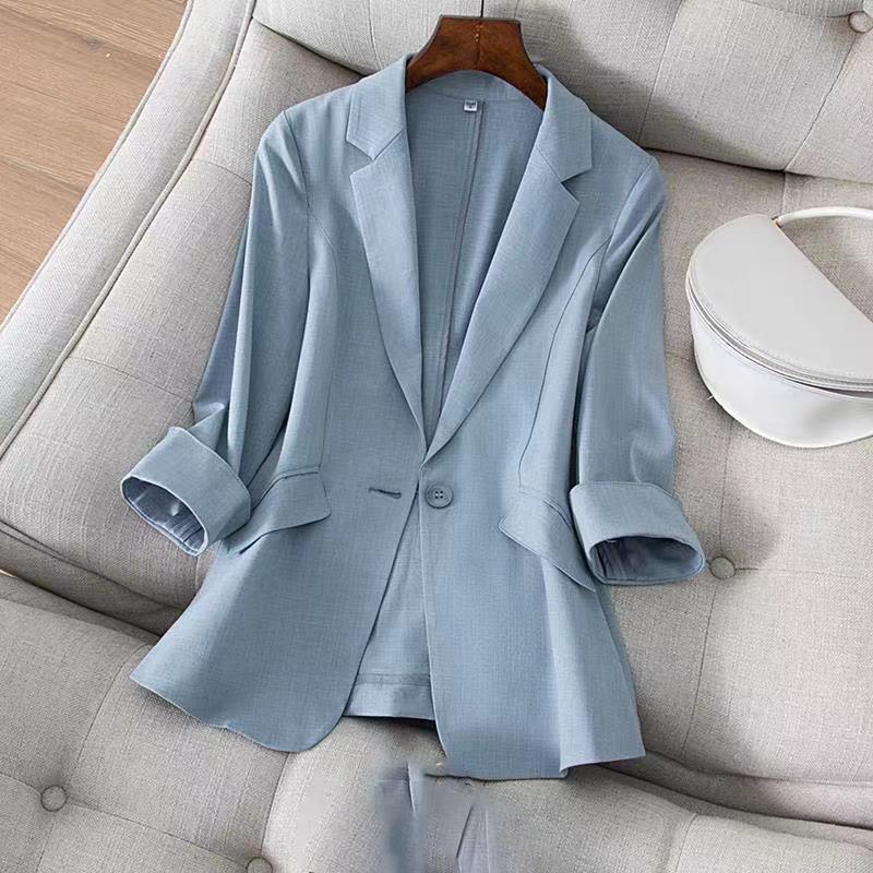 Solid Color Thin Blazer Women Three-Quarter Sleeve Spring and Summer Slim Short Suit Jacket One Buckle Blousers White 4XL синій
Solid Color Thin Blazer Women Three-Quarter Sleeve Spring and Summer Slim Short Suit Jacket One Buckle Blousers White 4XL синій