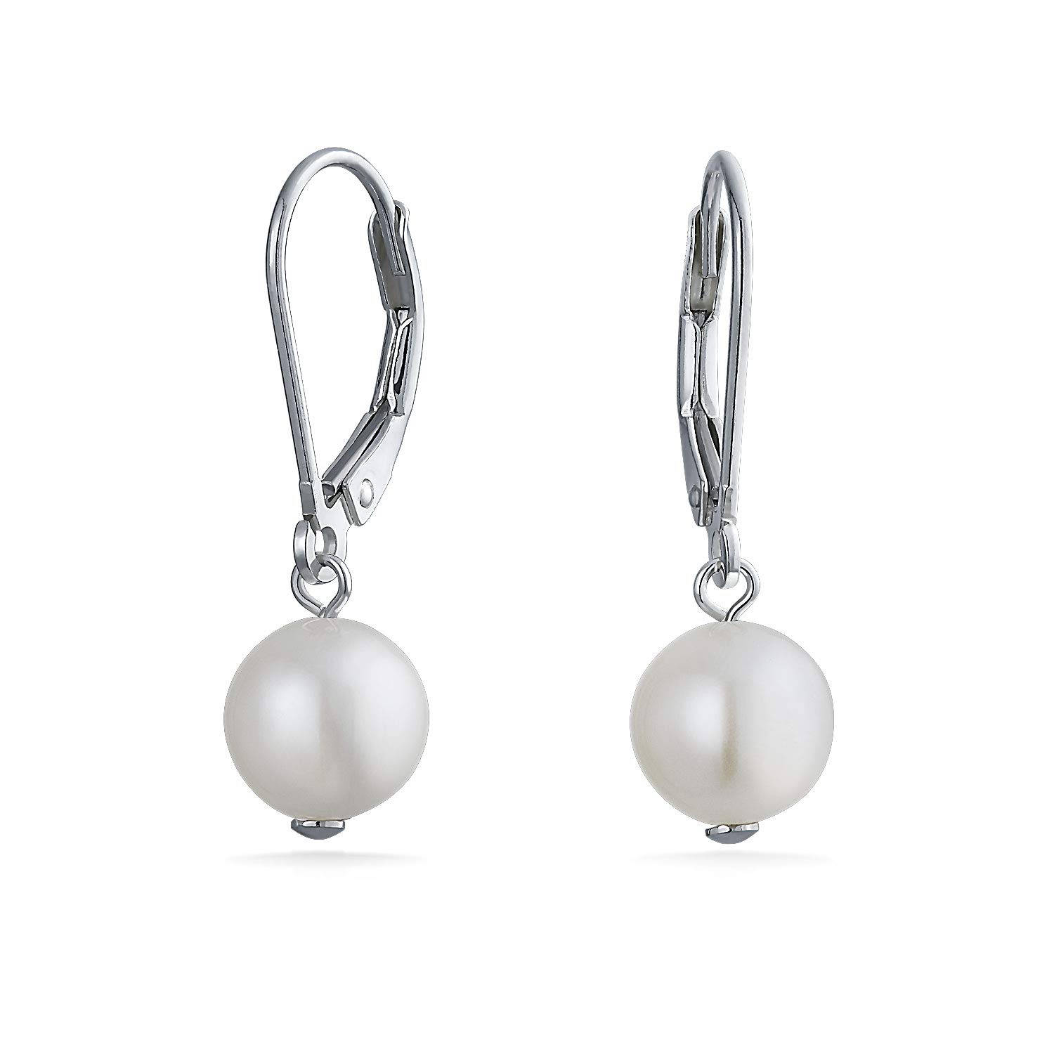 Classic White Round Freshwater Cultured Pearl Drop Dangle Bead Ball Earrings for Women Sterling Silver Secure Lever .925 Back.
Classic White Round Freshwater Cultured Pearl Drop Dangle Bead Ball Earrings for Women Sterling Silver Secure Lever .925 Back.