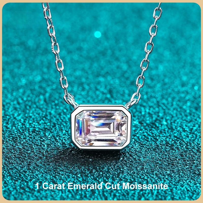 Новое 1-каратное ожерелье из муассанита с изумрудной огранкой для женщин, юбилейное S925, серебряная цепочка с бриллиантами, ожерелья, ювелирные изделия 
Новое 1-каратное ожерелье из муассанита с изумрудной огранкой для женщин, юбилейное S925, серебряная цепочка с бриллиантами, ожерелья, ювелирные изделия