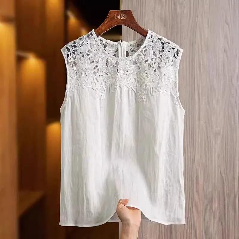 Hollow Lace Patchwork Round Neck Vest for Women s Summer New Style, Fat MM Sleeveless Loose and Slimming Top XL білий
Hollow Lace Patchwork Round Neck Vest for Women s Summer New Style, Fat MM Sleeveless Loose and Slimming Top XL білий