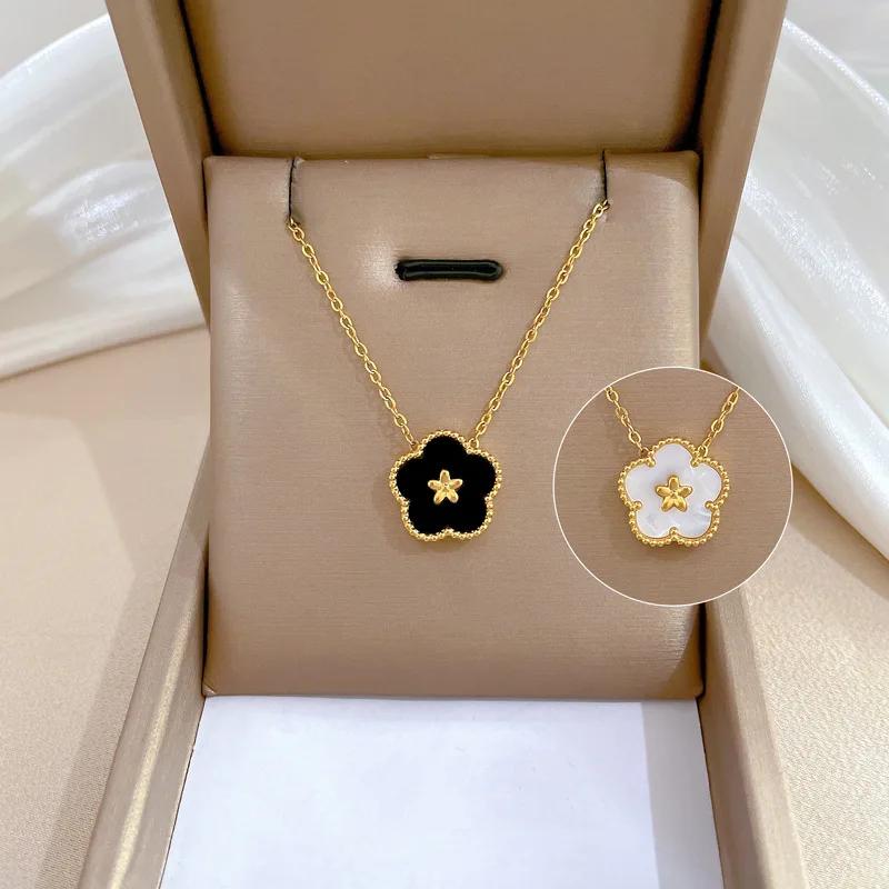 Luxury Brand Five Leaves Flower Black and White Double Sided Pendant Necklace for Women Charm Stainless Steel Colalr Zircon золотой
Luxury Brand Five Leaves Flower Black and White Double Sided Pendant Necklace for Women Charm Stainless Steel Colalr Zircon золотой