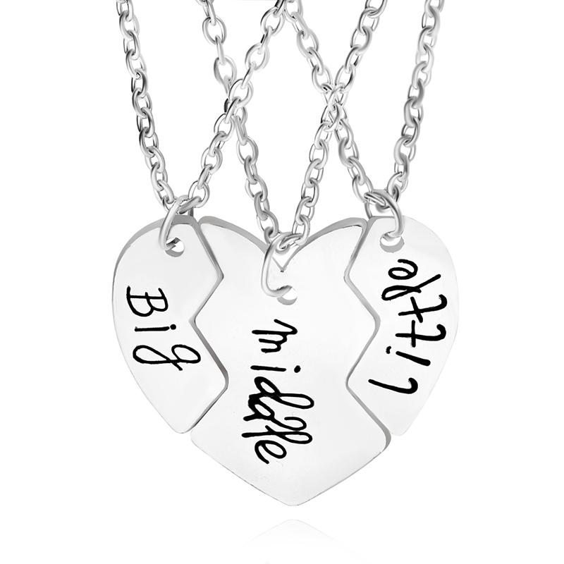 3Pcs/Set Family Jewelry Big Middle Little Sister Love Heart Puzzle Necklace Set for Sis Girl BFF Best Buds Gift 50cm
3Pcs/Set Family Jewelry Big Middle Little Sister Love Heart Puzzle Necklace Set for Sis Girl BFF Best Buds Gift 50cm