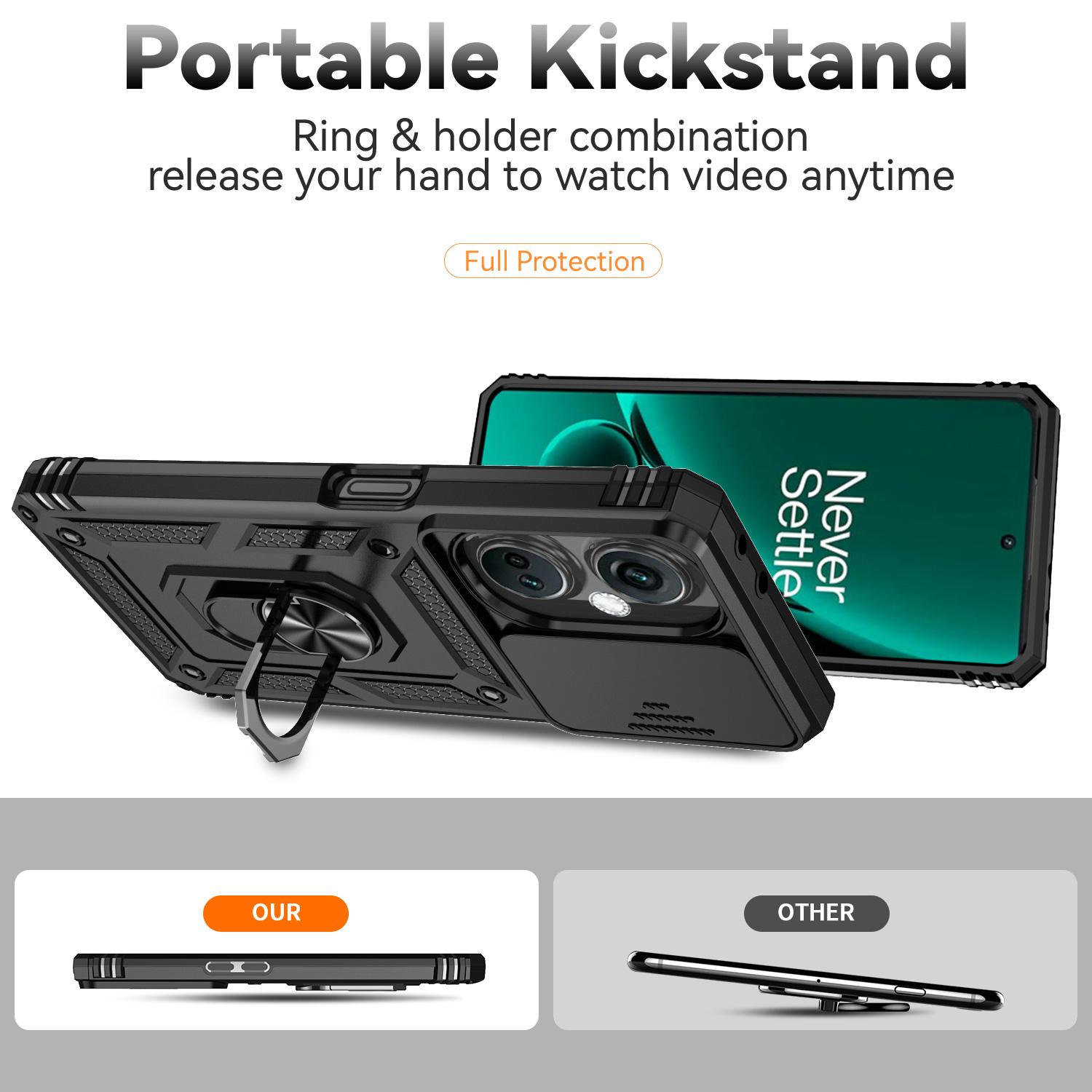 For OnePlus Nord CE3 5G Case Ring Kickstand PC+TPU Phone Protector with Slide Camera Cover Black
For OnePlus Nord CE3 5G Case Ring Kickstand PC+TPU Phone Protector with Slide Camera Cover Black