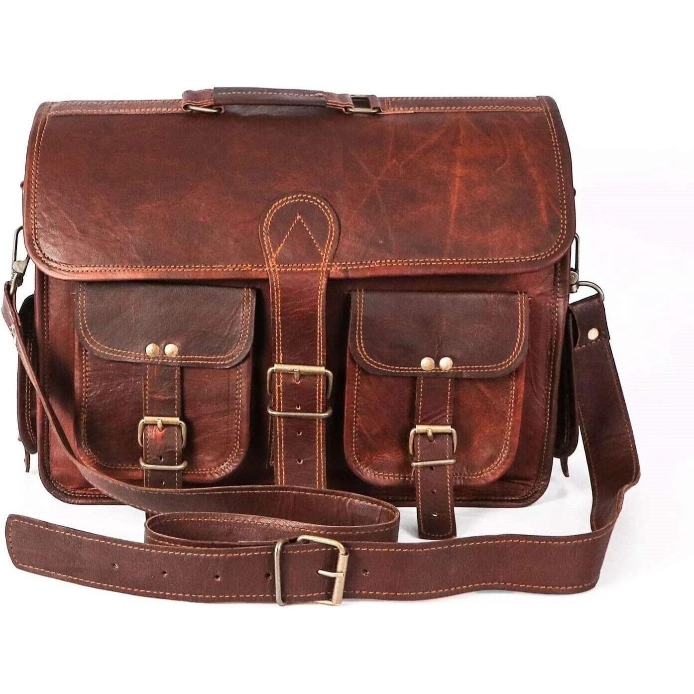 Мужская темно-коричневая винтажная кожаная сумка-мессенджер на плечо, портфель для ноутбука 15 x 11 x 4 in
Мужская темно-коричневая винтажная кожаная сумка-мессенджер на плечо, портфель для ноутбука 15 x 11 x 4 in