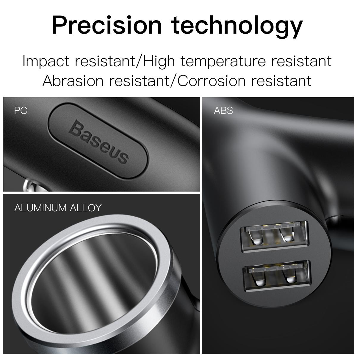 BASEUS BSC-C16N Dual USB Smart Extended Car Charger with Cigarette Lighter Socket Black
BASEUS BSC-C16N Dual USB Smart Extended Car Charger with Cigarette Lighter Socket Black