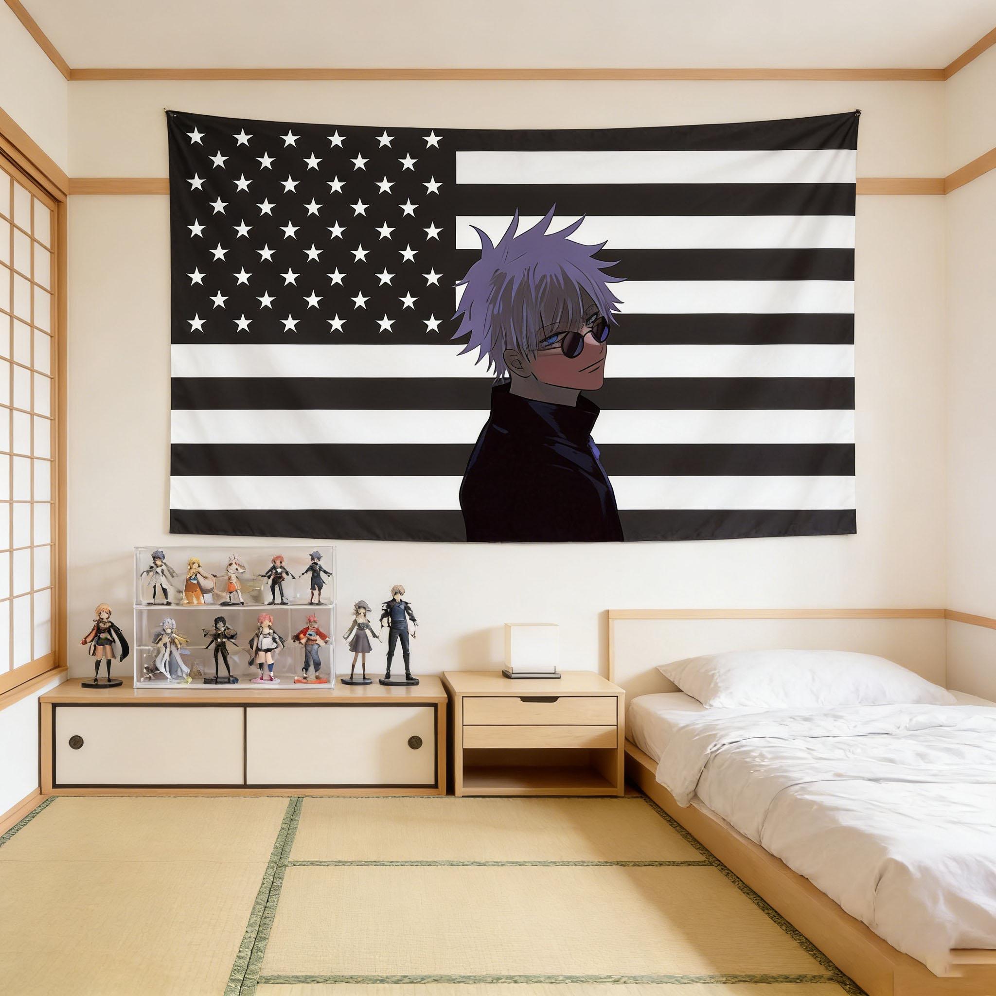 Gojo Satoru Black USA Flag Tapestry Jujutsu Kaisen Anime Wall Hanging for Bedroom Dorm Room Decor Perfect Gift for Anime Fans 74x94cm(29x37in)
Gojo Satoru Black USA Flag Tapestry Jujutsu Kaisen Anime Wall Hanging for Bedroom Dorm Room Decor Perfect Gift for Anime Fans 74x94cm(29x37in)
