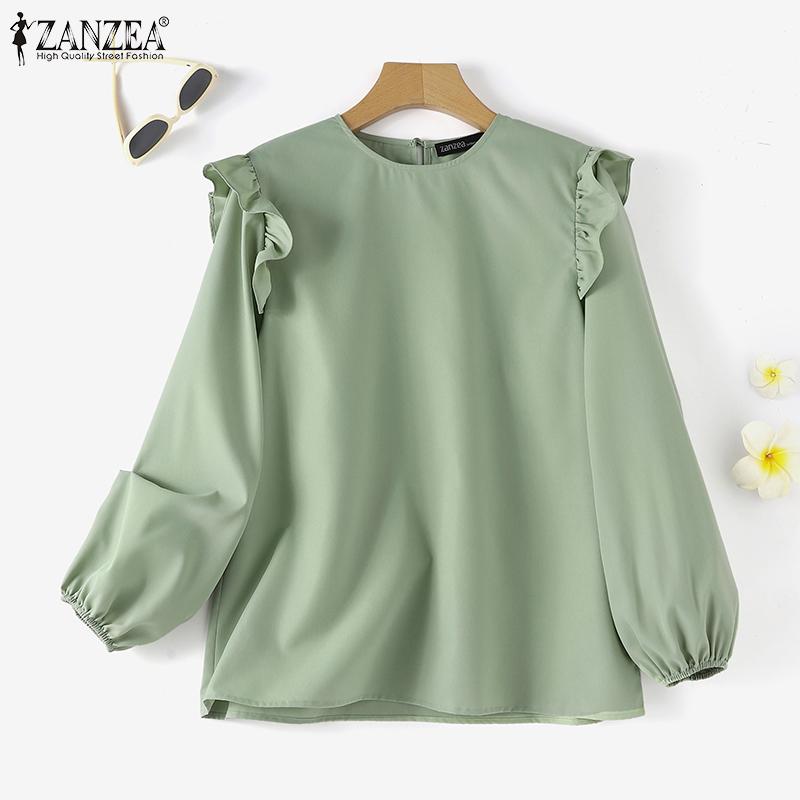 ZANZEA Женские повседневные свободные блузки с длинными рукавами и круглым вырезом 
ZANZEA Женские повседневные свободные блузки с длинными рукавами и круглым вырезом