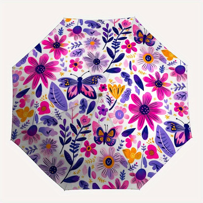 1pc Floral Butterfly Pattern Automatic Folding Umbrella - 8-Rib Iron Frame, Portable Sunshade with Plastic Handle yy250731260
1pc Floral Butterfly Pattern Automatic Folding Umbrella - 8-Rib Iron Frame, Portable Sunshade with Plastic Handle yy250731260