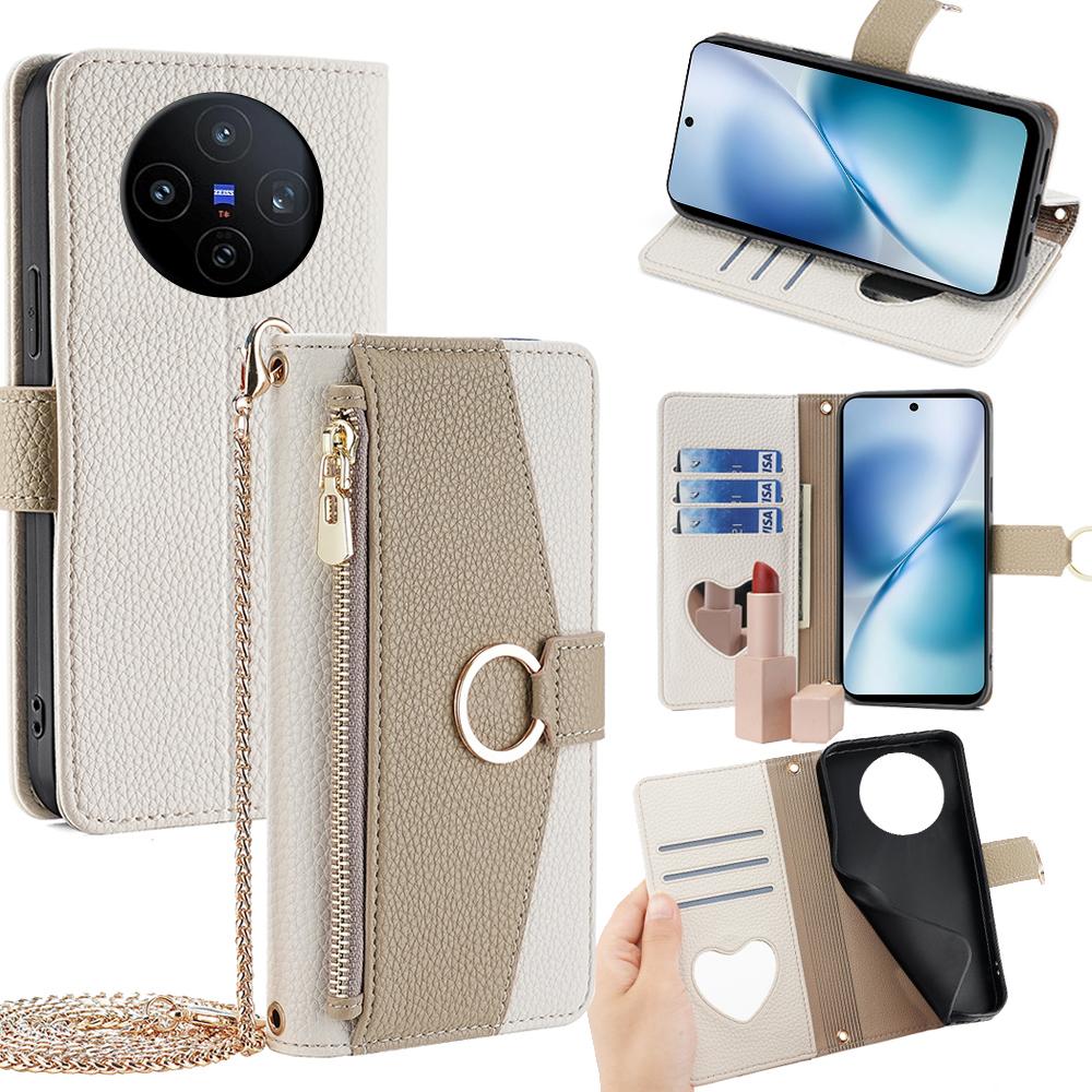 For vivo X200s 5G Case Mirror Wallet Leather Phone Cover with Chain Shoulder Strap White
For vivo X200s 5G Case Mirror Wallet Leather Phone Cover with Chain Shoulder Strap White