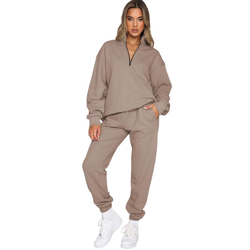 Women s Autumn/Winter Retro Casual Solid Two-Piece Set with Zipper Collar S
Women s Autumn/Winter Retro Casual Solid Two-Piece Set with Zipper Collar S