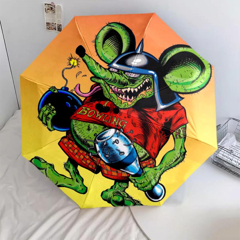 1pc Rat Fink pattern Umbrella Portable Folding Umbrella Iron Frame Hole Bone Structure Outdoor Home Umbrella
1pc Rat Fink pattern Umbrella Portable Folding Umbrella Iron Frame Hole Bone Structure Outdoor Home Umbrella