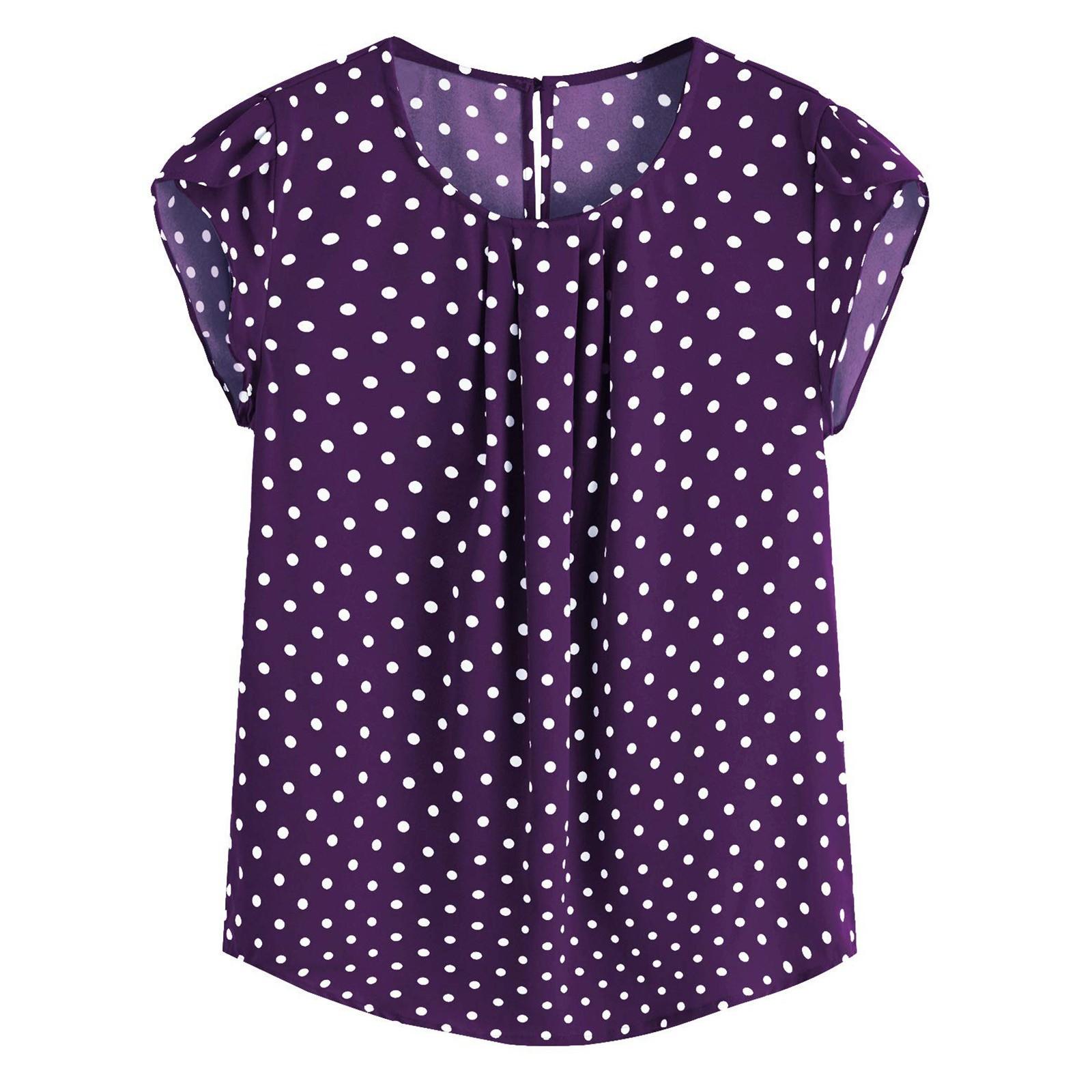 Women s Fashion Summer New Round Neck Spell Polka Dot Print Short Sleeve Casual Tops S фіолетовий
Women s Fashion Summer New Round Neck Spell Polka Dot Print Short Sleeve Casual Tops S фіолетовий
