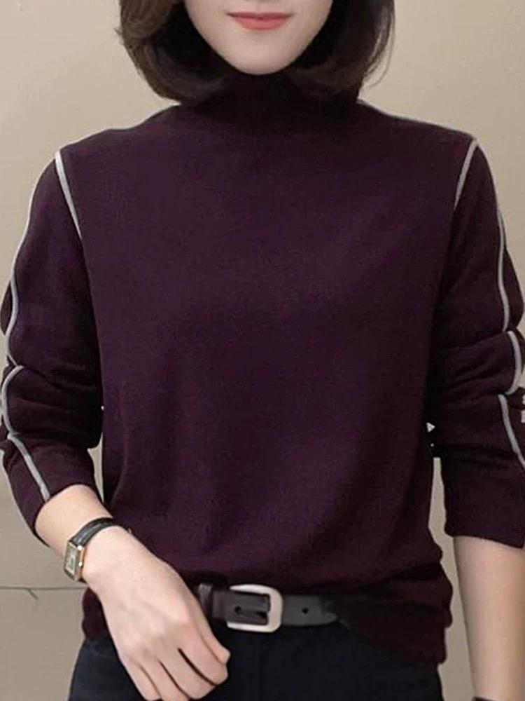 Solid Color High Neck Long Sleeve Minimalist Thickened Winter Slimming T-shirt Top L фиолетовый
Solid Color High Neck Long Sleeve Minimalist Thickened Winter Slimming T-shirt Top L фиолетовый