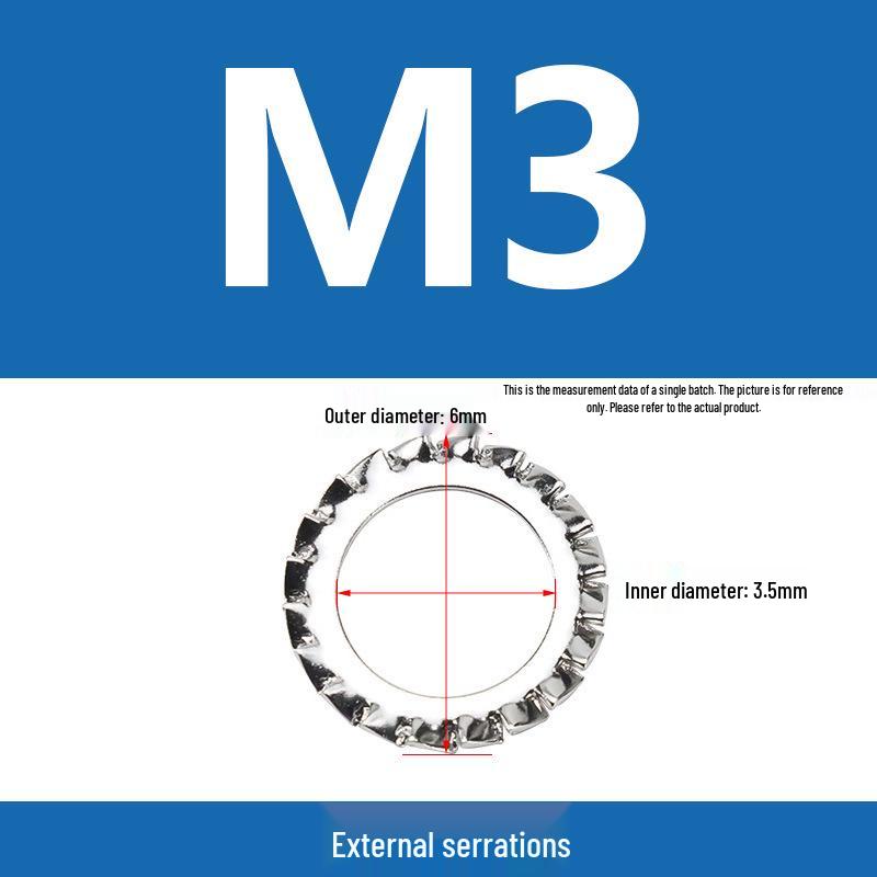 304 Stainless Steel Serrated Lock Washer with Anti-slip Teeth.
304 Stainless Steel Serrated Lock Washer with Anti-slip Teeth.