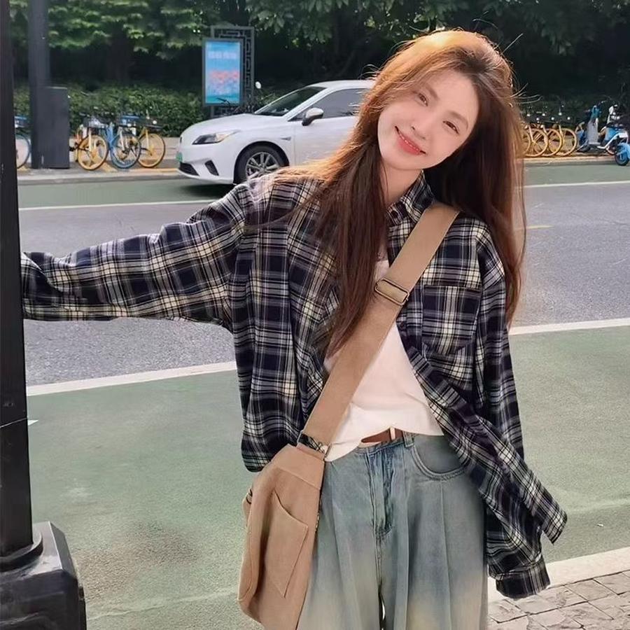 Mermaid Coffee Color Vintage Check Shirt Women Spring/Autumn Wear Top New Lazy Style Long Sleeve Sun Protection Jacket 2XL
Mermaid Coffee Color Vintage Check Shirt Women Spring/Autumn Wear Top New Lazy Style Long Sleeve Sun Protection Jacket 2XL