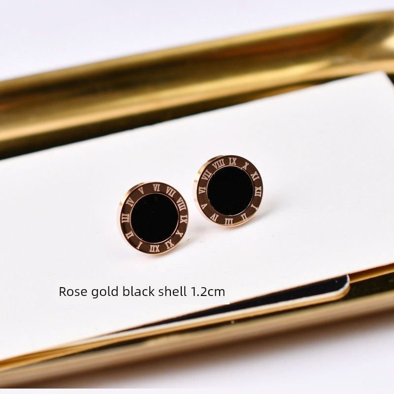 Fashion 14K Rose Gold Men and Women Couple Accessories Rose Gold Black Shell 1.2cm (Pair)
Fashion 14K Rose Gold Men and Women Couple Accessories Rose Gold Black Shell 1.2cm (Pair)
