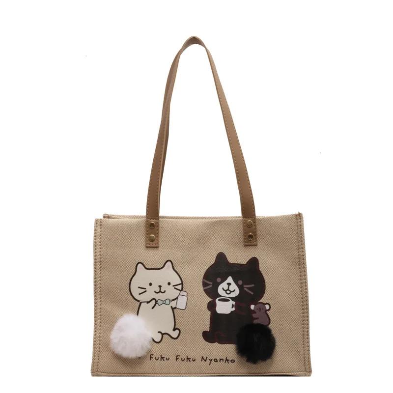 Cute Cartoon Tail Large Capacity Single Shoulder Shopping Bags, New Cat Printed Canvas Tote Bag, Fashion Versatile for Commuting чёрный
Cute Cartoon Tail Large Capacity Single Shoulder Shopping Bags, New Cat Printed Canvas Tote Bag, Fashion Versatile for Commuting чёрный