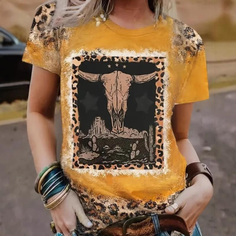 Summer Round Neck 3D Ox Head Print Top Fashionable Casual Short Sleeved Women s T-shirts XS
Summer Round Neck 3D Ox Head Print Top Fashionable Casual Short Sleeved Women s T-shirts XS