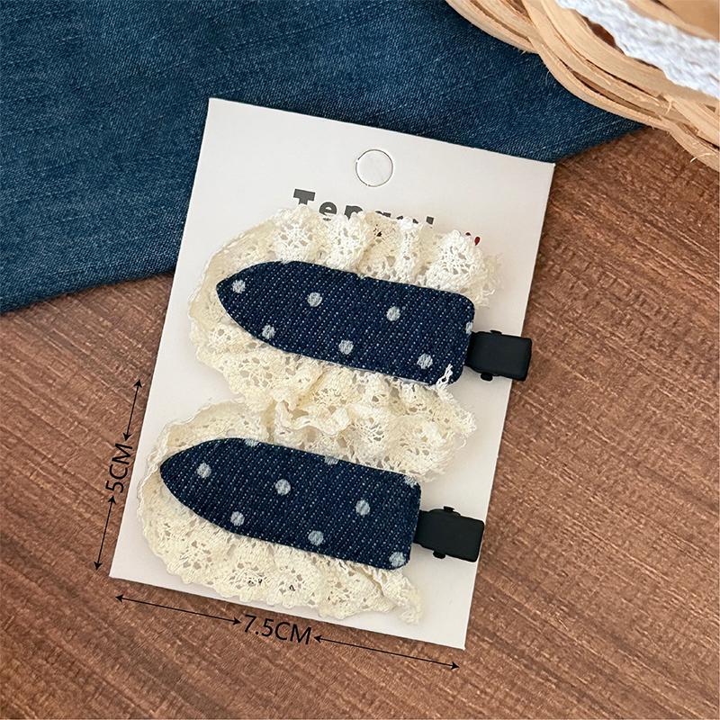 Women S Sweet Denim Polka Hair Clip Hair Clip Lovelly Lace Bb Clips Girl College Style Hairclips Hairpins Hair Accessories as the picture
Women S Sweet Denim Polka Hair Clip Hair Clip Lovelly Lace Bb Clips Girl College Style Hairclips Hairpins Hair Accessories as the picture