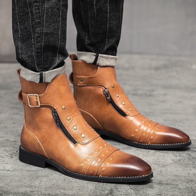 Fashion Shoes Personality Button Nail High Top Leather Shoes British Hair Stylist Zhongbang Pointed Chelsea Boots 46 коричневий
Fashion Shoes Personality Button Nail High Top Leather Shoes British Hair Stylist Zhongbang Pointed Chelsea Boots 46 коричневий