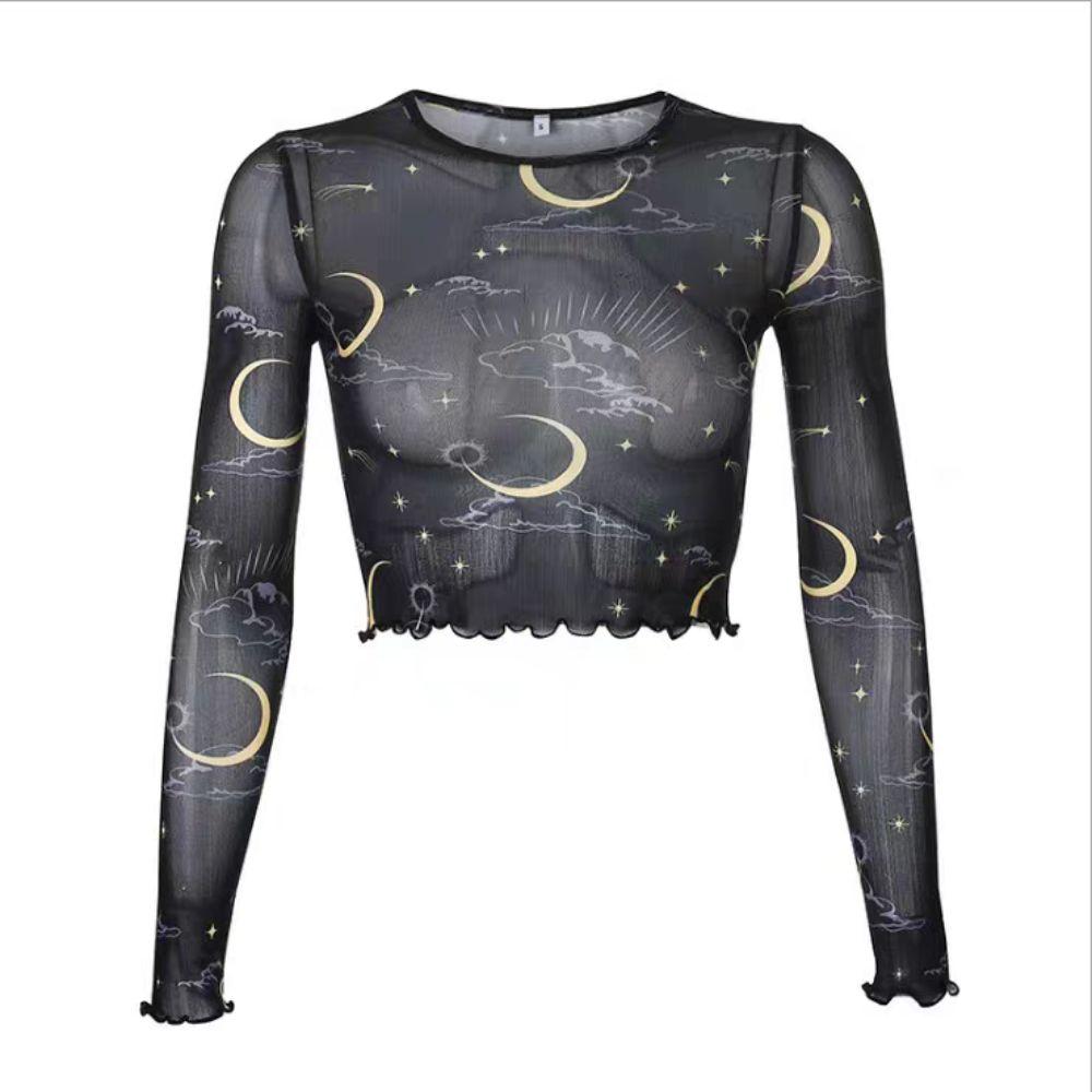 Printed Sun Star Transparent Top Pullover Mesh Moon Sheer T-Shirt Casual Bar L чёрный
Printed Sun Star Transparent Top Pullover Mesh Moon Sheer T-Shirt Casual Bar L чёрный