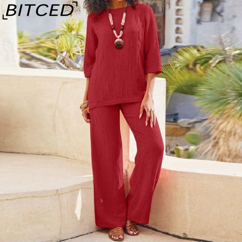 BITCED Жіночий костюм великого розміру, однотонний, вінтажний, з бавовни та льону, повсякденний, з довгим рукавом, вільний бавовняний костюм S червоний
BITCED Жіночий костюм великого розміру, однотонний, вінтажний, з бавовни та льону, повсякденний, з довгим рукавом, вільний бавовняний костюм S червоний