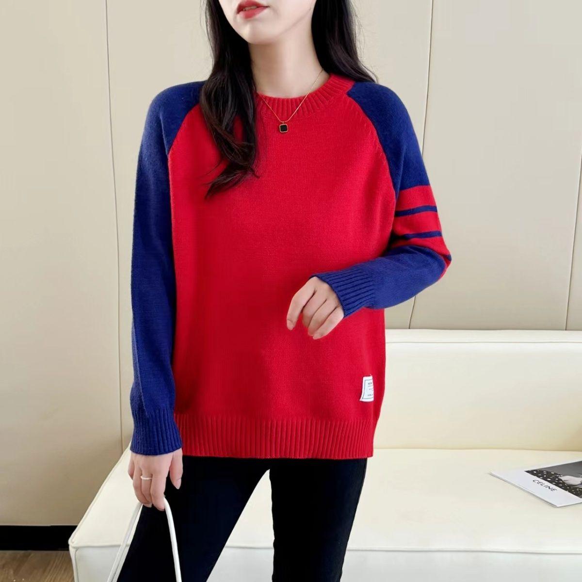 Осень/Зима Женский свитер с круглым вырезом Короткий пуловер с цветными блоками Трикотажный свитер Свободный повседневный джемпер из эластичного трикотажного топа S красный
Осень/Зима Женский свитер с круглым вырезом Короткий пуловер с цветными блоками Трикотажный свитер Свободный повседневный джемпер из эластичного трикотажного топа S красный