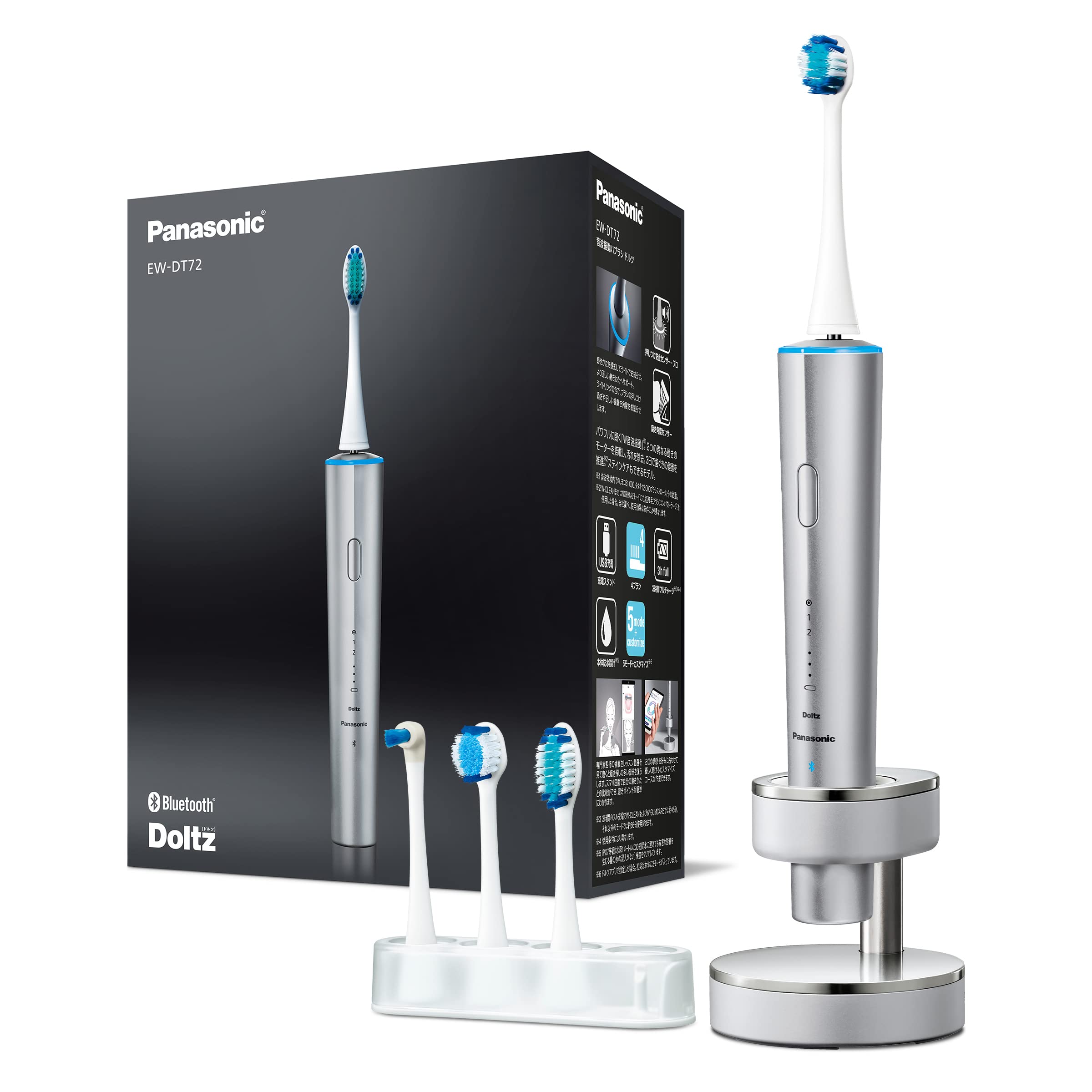 Panasonic EW-DT72-S Doltz Top Model Silver with Bluetooth Light Ring Function Electric Toothbrush AC100-240V Shipped from Japan Released in 2022
Panasonic EW-DT72-S Doltz Top Model Silver with Bluetooth Light Ring Function Electric Toothbrush AC100-240V Shipped from Japan Released in 2022