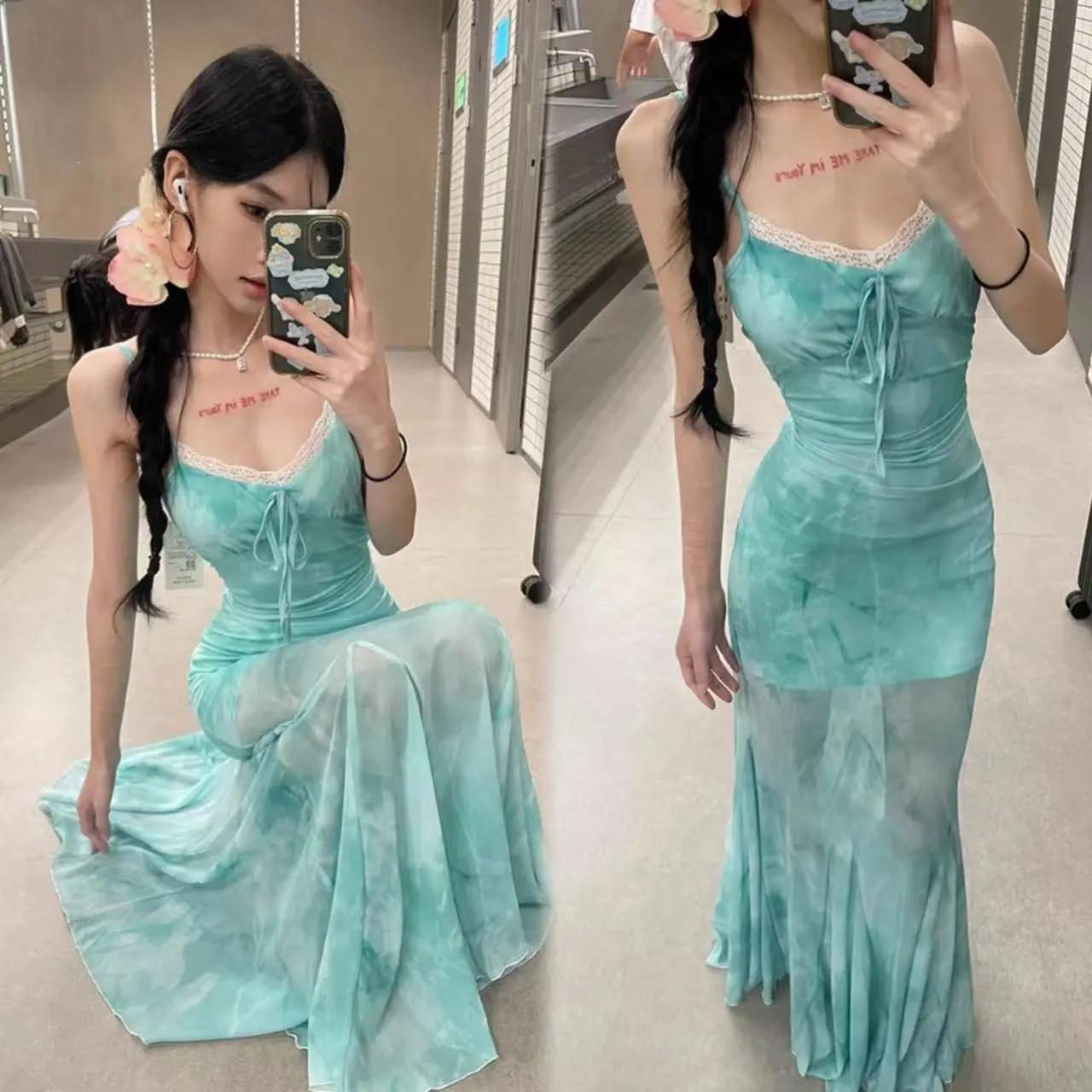 Women s Light Green French Mesh Camisole Fishtail Dress - Sexy Summer Vacation Wear XXL (Premium Version) 
Women s Light Green French Mesh Camisole Fishtail Dress - Sexy Summer Vacation Wear XXL (Premium Version)