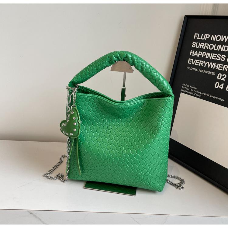 Высококлассная нишевая дизайнерская сумка-ведро женская 2025 новая трендовая плетеная узорная ретро универсальная на плечо тоут сумка-мессенджер зелёный