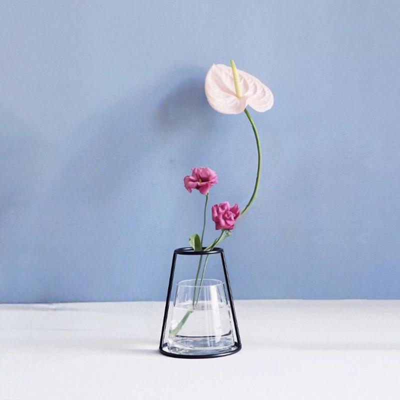 1 шт. Ретро Железная Линия Настольная Ваза Горшок Орнамент Металлический Держатель для Растений Скандинавские Стили Цветок Домашние Украшения чёрный