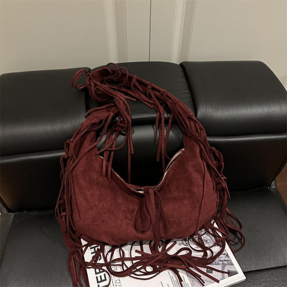 Western Style Tassel Shoulder Bag Soft Polyester Nubuck Leather Suede Tote Bag PU Leather Simple Design Large Capacity Bag
Western Style Tassel Shoulder Bag Soft Polyester Nubuck Leather Suede Tote Bag PU Leather Simple Design Large Capacity Bag