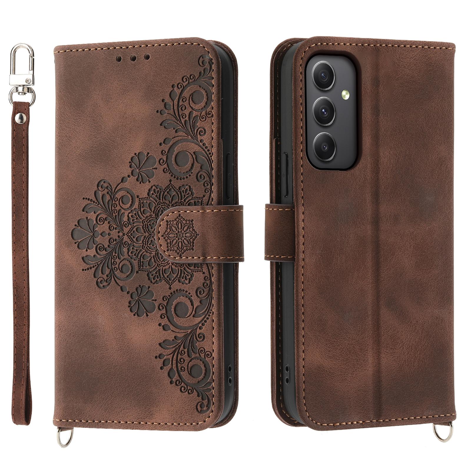 For Samsung Galaxy A35 5G Cell Phone Case TPU+PU Leather Flower Imprinted Cover with Straps Brown
For Samsung Galaxy A35 5G Cell Phone Case TPU+PU Leather Flower Imprinted Cover with Straps Brown