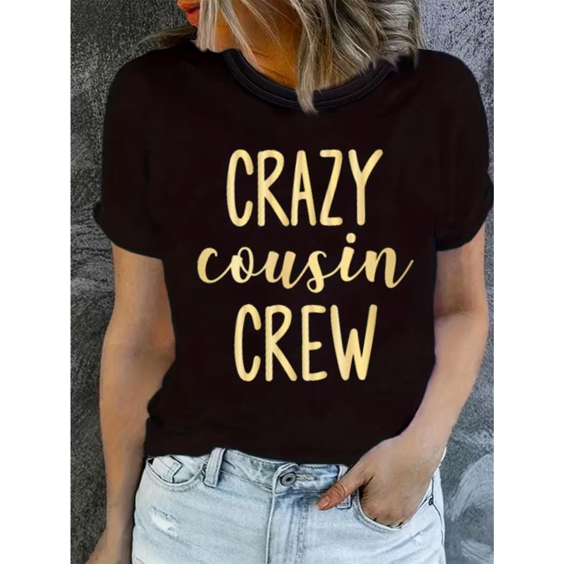 Women S Casual Crew Neck T-Shirt with CRAZY Cousin CREW Letter Print - Black Short Sleeve Top XXL чорний
Women S Casual Crew Neck T-Shirt with CRAZY Cousin CREW Letter Print - Black Short Sleeve Top XXL чорний