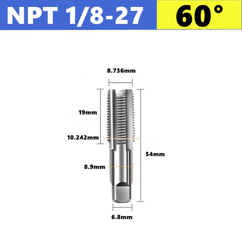 G NPT 55 °/60 ° HSS pipe thread tap 1/8 1/4 3/8 1/2 3/4 1 inch 2 inches, used for internal thread tapping tools in water pipes
G NPT 55 °/60 ° HSS pipe thread tap 1/8 1/4 3/8 1/2 3/4 1 inch 2 inches, used for internal thread tapping tools in water pipes