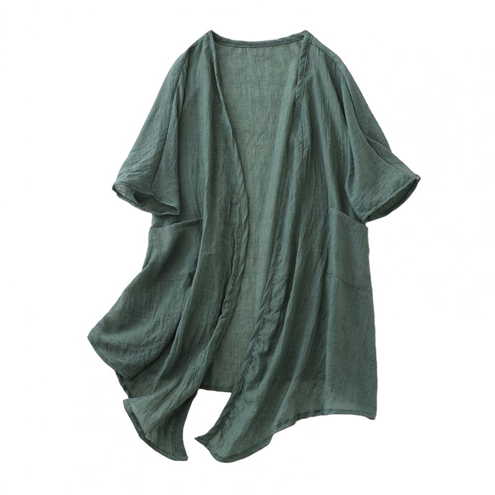 Summer Ultrathin Cardigan Loose Half Sleeve Pockets Design Irregular Hem Open Front Sunscreen Women Shawl Coat S зелений
Summer Ultrathin Cardigan Loose Half Sleeve Pockets Design Irregular Hem Open Front Sunscreen Women Shawl Coat S зелений