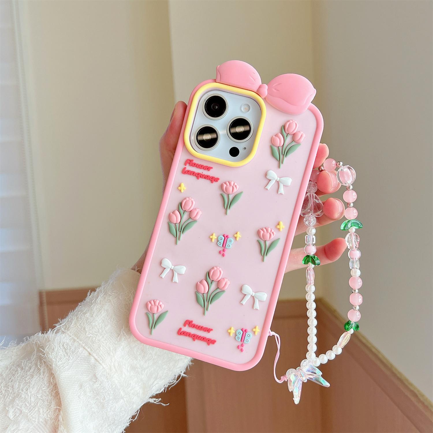 For iPhone 15 Pro Max Silicone Case Cute 3D Tulip Design Shockproof Phone Back Cover with Lanyard A
For iPhone 15 Pro Max Silicone Case Cute 3D Tulip Design Shockproof Phone Back Cover with Lanyard A