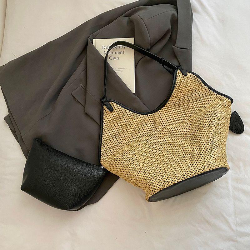 Летняя популярная плетеная большая сумка женская 2025 новая модная простая сумка-тоут для通勤, универсальная соломенная сумка под мышкой Black
Летняя популярная плетеная большая сумка женская 2025 новая модная простая сумка-тоут для通勤, универсальная соломенная сумка под мышкой Black