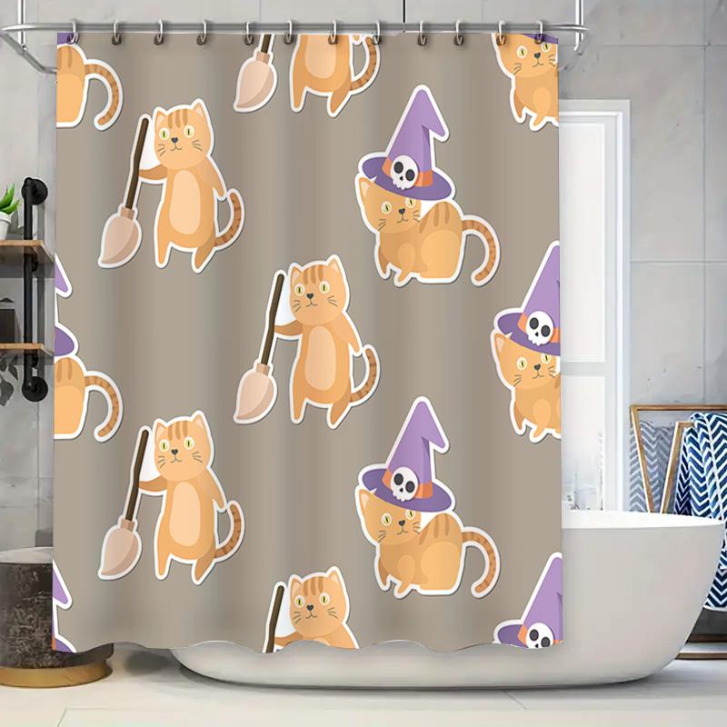Halloween-Themed Shower Curtain Featuring Witch Cats For Bathroom Decor W60H190(CM)-1 Pcs
Halloween-Themed Shower Curtain Featuring Witch Cats For Bathroom Decor W60H190(CM)-1 Pcs