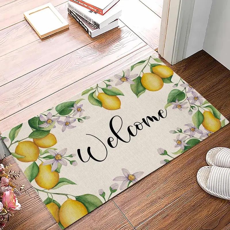 Килимок для входу Лимонний та квітковий з написом welcome, Міцний килимок для приміщень та вулиці для входу, спальні, пральні Килимок для входу 40x60cm
Килимок для входу Лимонний та квітковий з написом welcome, Міцний килимок для приміщень та вулиці для входу, спальні, пральні Килимок для входу 40x60cm