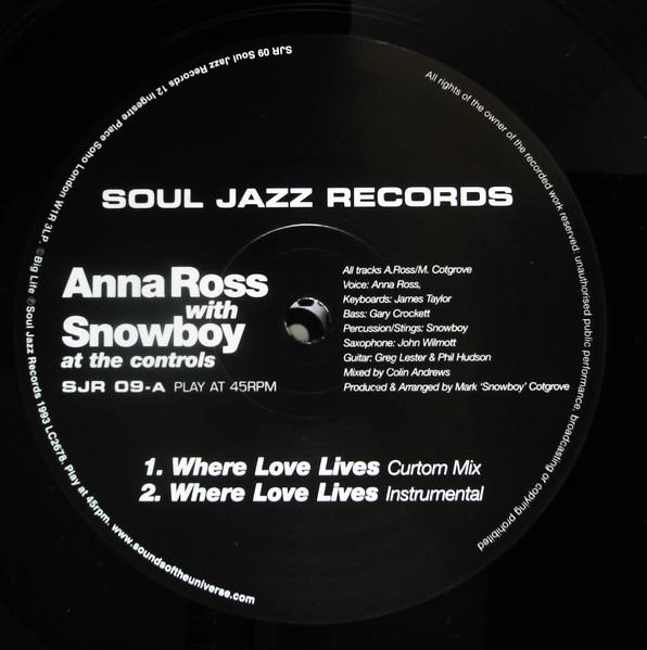 12inch Record ANNA ROSS, SNOWBOY - Where Love Lives SJR0009 Soul Jazz Recor 1993 UK Soul/Funk Used
12inch Record ANNA ROSS, SNOWBOY - Where Love Lives SJR0009 Soul Jazz Recor 1993 UK Soul/Funk Used